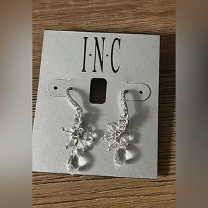 INC-NWT Silver & Rhinestone/Crystal Dangle Earrings with French Hooks